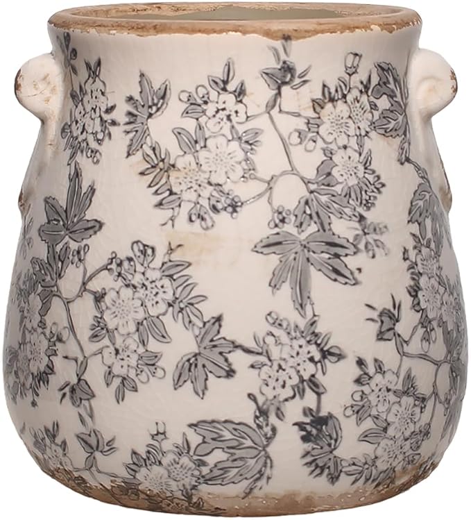 Rustic Farmhouse Ceramic Flower Pots, Vintage Antique Planters & Vase by XiaanJiaju