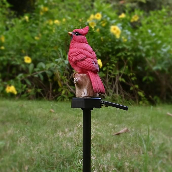 Cardinal Garden Decor Red Bird Figurine Memorial Solar Light Outdoor Stake - Image 3