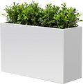 White Steel Heavy Planter for Outdoor Plants Metal Rectangular Outdoor Planter by DISCOVERINGBEAUTY
