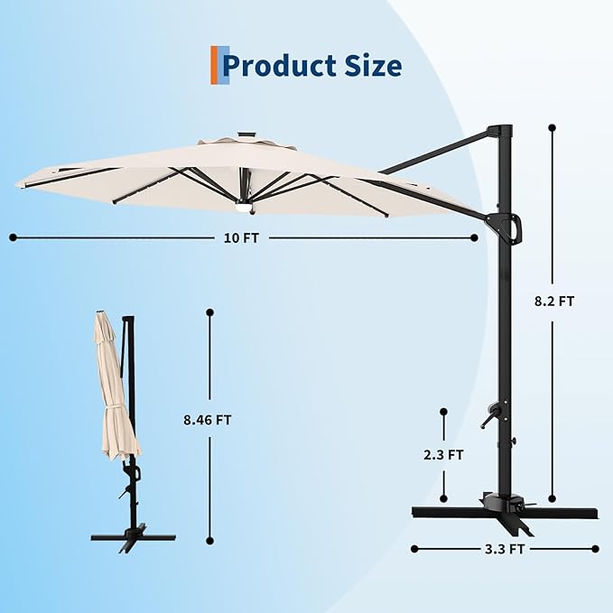 Garvee 10 ft Cantilever Patio Umbrella - Image 4