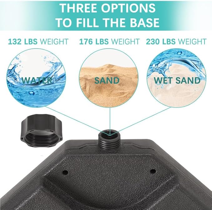 VECELO 4-Piece Heavy-Duty Cantilever Offset Patio Umbrella Base/Stand Outdoor - Image 4