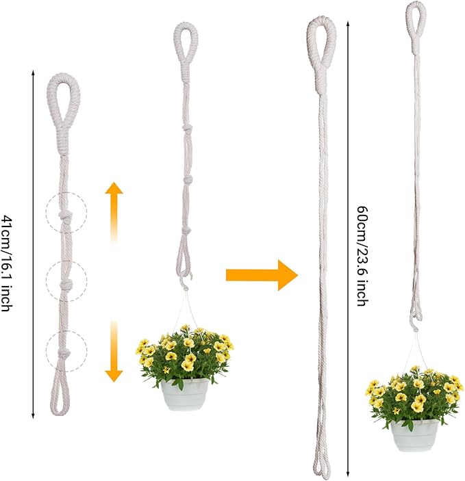 SUMERSHA 6 Pack Adjustable Macrame Plant Hanger Extenders Rope Handmade Woven - Image 2