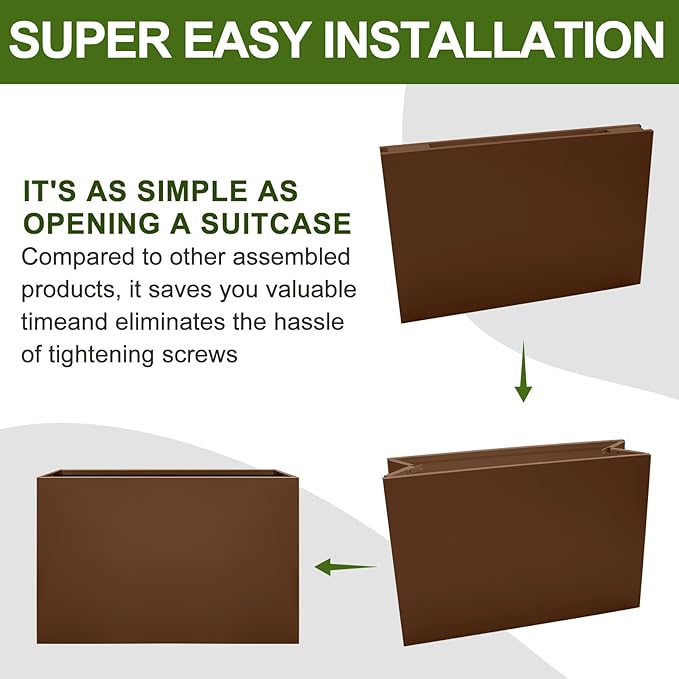 Galvanized Steel Planter Box-No Installation Required Metal Rectangular Block - Image 2