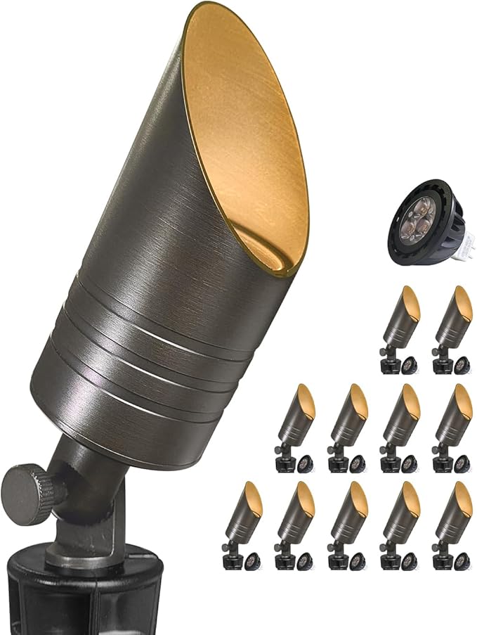 MALORY Brass Outdoor Spot Lights, 12V AC/DC Low Voltage LED Landscape Lighting by MALORY