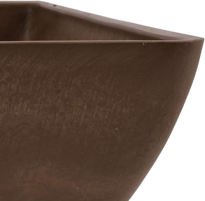 PSW Pot Collection 12x6 inch Plastic/Stone/Wood Composite Square Planter – No - Image 3