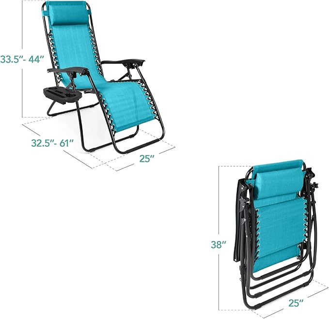 Best Choice Products Set of 2 Adjustable Steel Mesh Zero Gravity Lounge Chair - Image 3