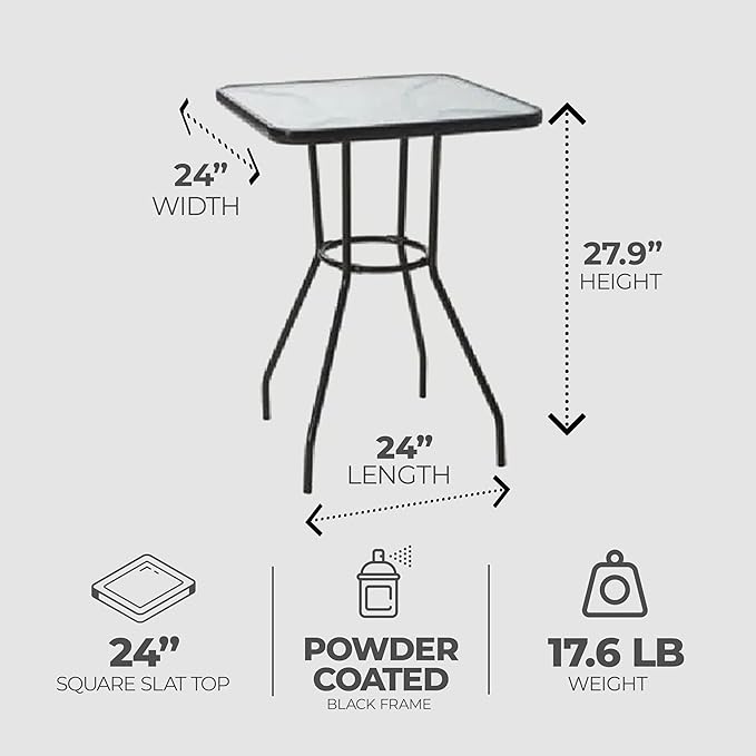 Four Seasons Courtyard Sunny Isles 24 Inch Outdoor Patio Bistro Dining Table - Image 3