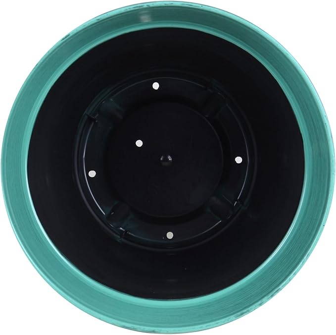 Garden Elements Indoor/Outdoor Glazed Brushed Happy Plastic Planter, Dark Aqua - Image 3