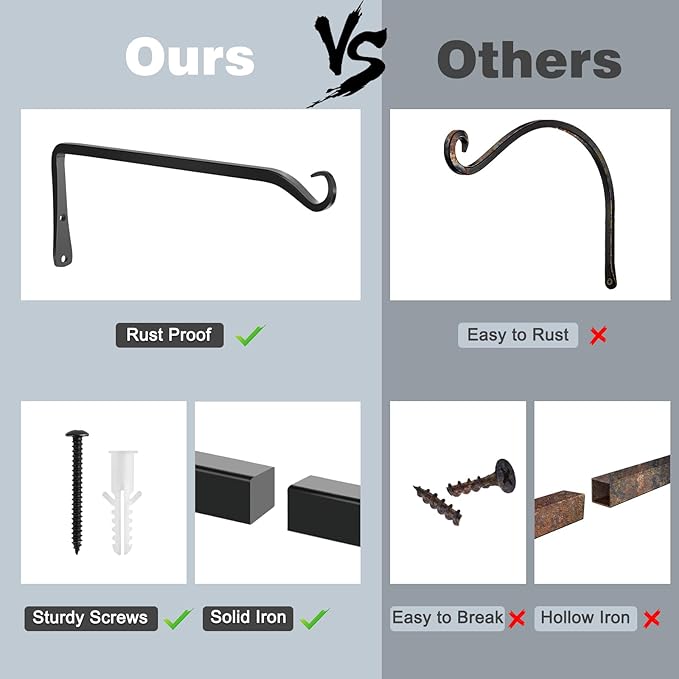 Gtongoko 2 Pack 12 Inch Metal Plant Hangers Wall Hooks - Image 3