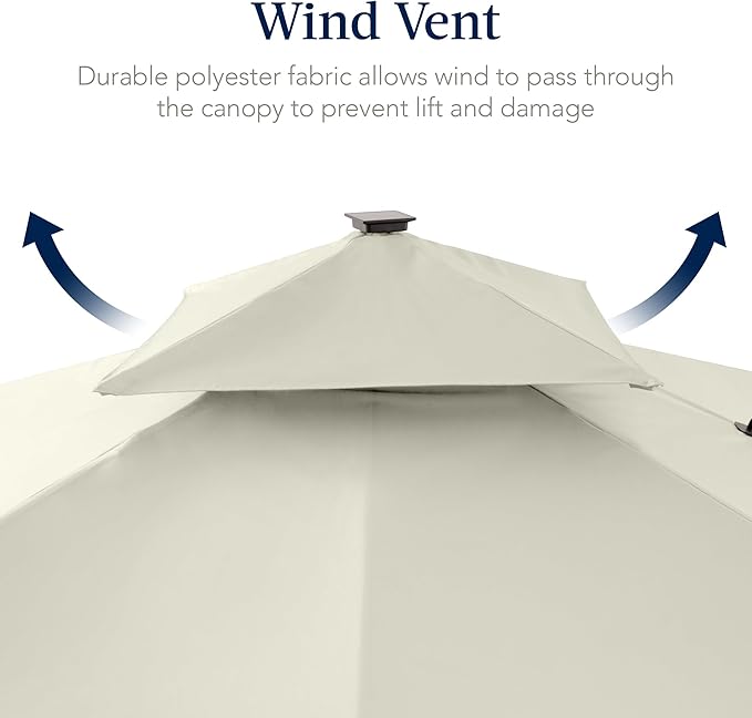 Best Choice Products 12x12ft LED Cantilever Patio Umbrella w/Base Included & - Image 7