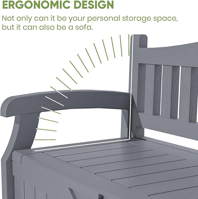 Patiowell 75 Gallon Plastic Storage Bench, Water-Resistant Deck Box - Image 5