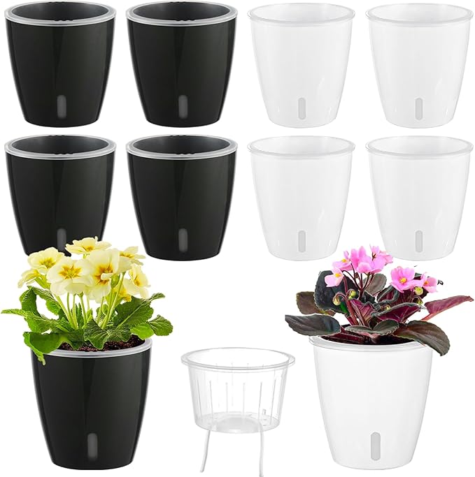 Self Watering Pots for Indoor Plants, Small African Violet Pots by KvyusFlourish