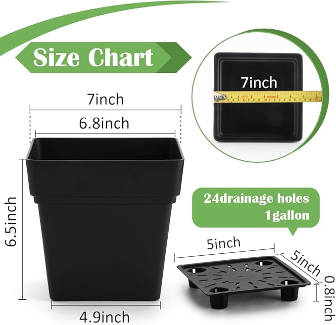 6-Pack 7'' Square Planters - Image 8