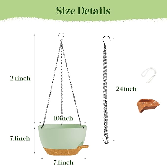2 Pack 10 Inch Self Watering Hanging Planters - Image 3