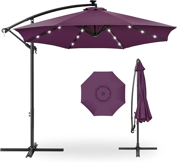 Best Choice Products 10ft Solar LED Offset Cantilever Hanging Market Patio by BestChoiceProducts