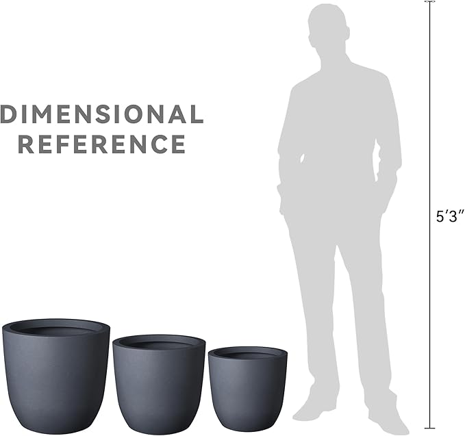 Kante 20", 13.4" Dia Round Concrete Planters, Outdoor Indoor Modern Decorative - Image 10