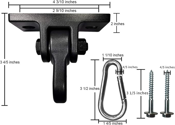 Heavy Duty Black Swing Hangers Screws Bolts Included Over 5000 lb Capacity - Image 3