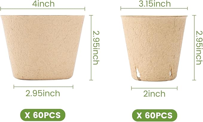 120 Packs 3.15 Inch + 4 Inch Peat Pots, Biodegradable Pots - Image 2