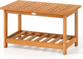 Tangkula Outdoor Acacia Wood Coffee Table, Patio 29.5” Rectangle Slatted 2 Tier by TANGKULA