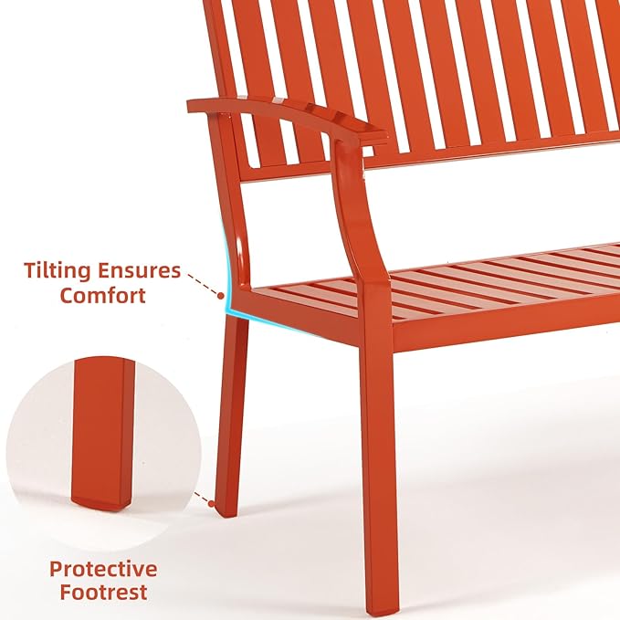 Outdoor Bench Weatherproof Aluminum Patio Garden Bench, Patio Loveseat - Image 6