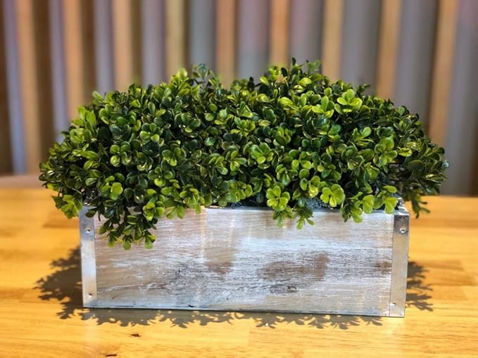 Wood Planter Box with Tin Style, 12x4 Inch Rectangular, Plastic Liner, Garden - Image 9