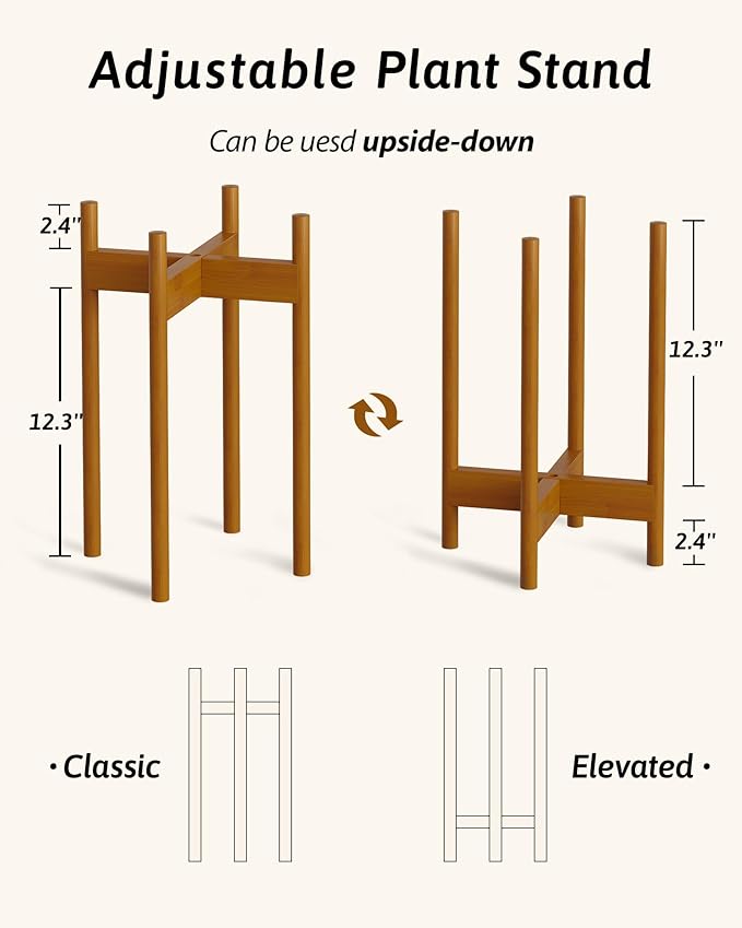 Adjustable Plant Stand Indoor, Bamboo Plant Stand Fits 8 9 10 11 12 Inches - Image 4