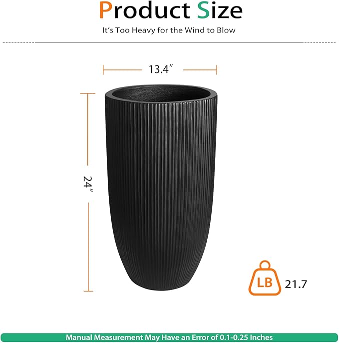 Tall Planters for Outdoor Plants, Large Concrete Flower Pots for Garden Front - Image 2