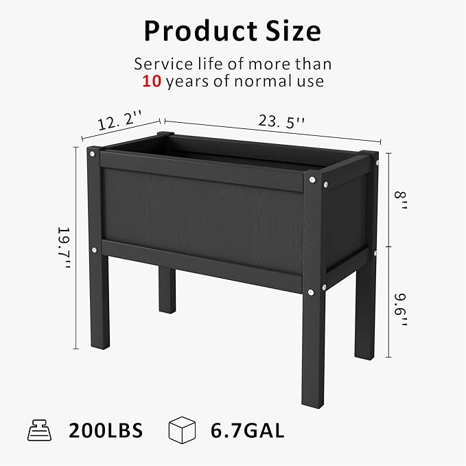Raised Garden Bed with Drainage Hole Waterproof HDPE Elevated Planter Box with - Image 2
