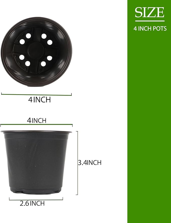 100 Packs 4 Inch Nursery Pots, 4 5 6 Inches Plastic Nursery Pots - Image 2