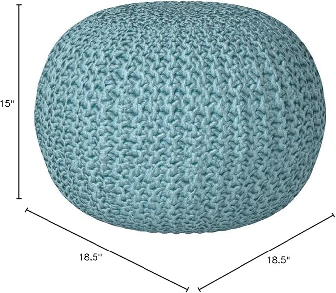 BIRDROCK HOME Round Pouf Ottoman | Cotton Braided Round Foot Stool | Bedroom - Image 2