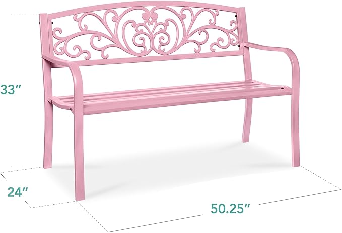 Best Choice Products Outdoor Bench Steel Garden Patio Porch Furniture - Image 2