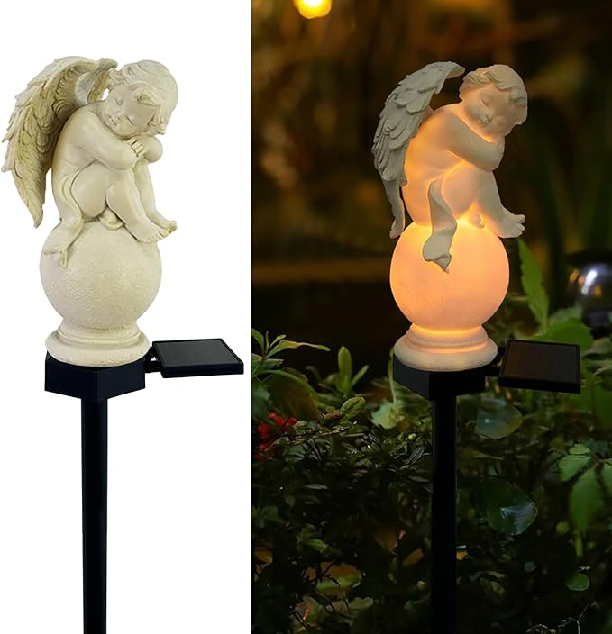 Solar Garden Angel Lights, Waterproof Outdoor Garden Angels Statue Decorations by LAIAMER