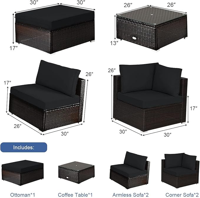 Tangkula 6 Piece Patio Furniture Set, Outdoor Deck Lawn Backyard Durable Steel - Image 5