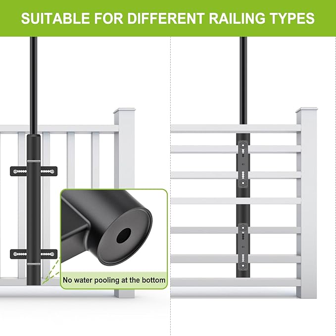 Heavy Duty Deck Railing Umbrella Holder, Adjustable Patio Umbrella Stand - Image 3