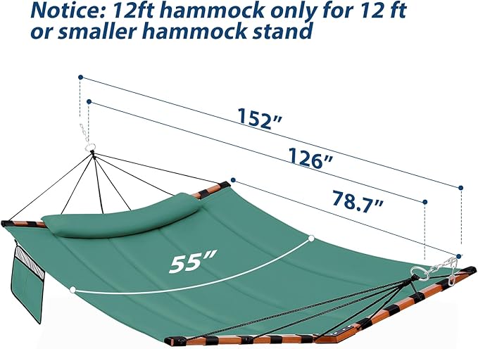 TegerDeger 12FT 2 Person Hammock Large Hammock 450LB Capacity - Image 6