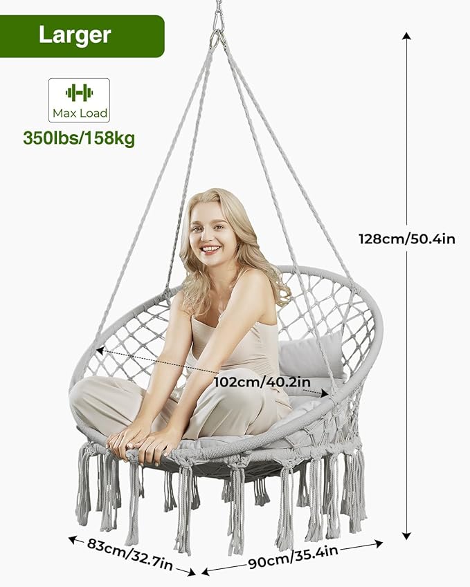 Greenstell Hammock Chair, Macrame Swing Chair - Image 5