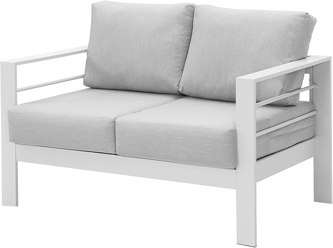 Wisteria Lane Patio Furniture Aluminum Loveseat, All-Weather Outdoor 2 Seats by WisteriaLane