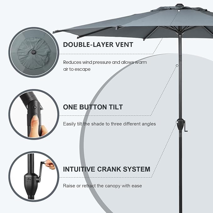 Abba Patio 11FT Lyon Outdoor Patio Umbrella Outdoor Table Umbrella - Image 2