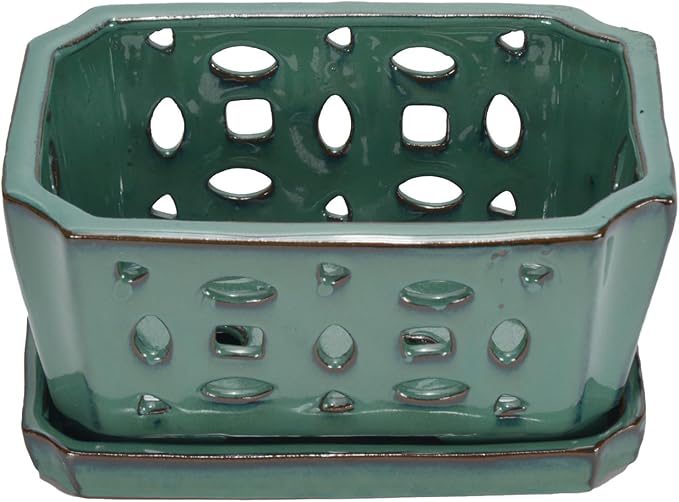 W&W Orchid Pot with Holes and Saucer - Image 2