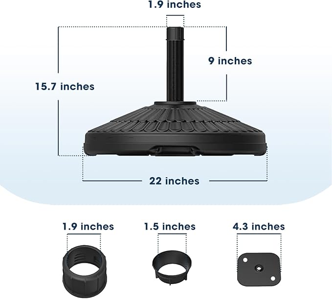 wikiwiki 80 Lbs HDPE Round Patio Umbrella Base, Weighted Umbrella Stands Fits - Image 2