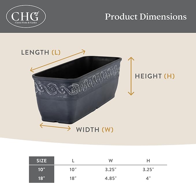 Classic Home and Garden Corinthian Trough Planter, Slate Blue - Image 5