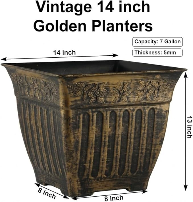 14 Inch Vintage Square Planter - Image 3