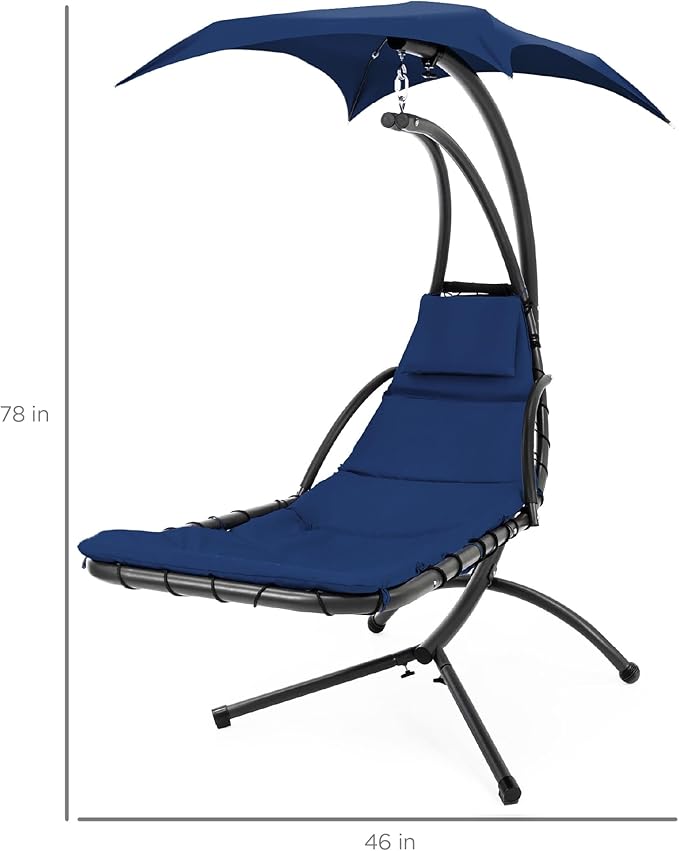 Best Choice Products Outdoor Hanging Curved Steel Chaise Lounge Chair Swing - Image 2
