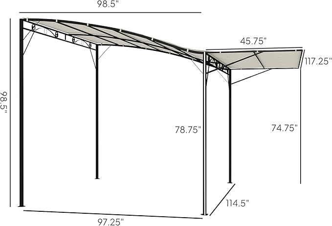Outsunny 10' x 8' Outdoor Pergola and Patio Gazebo, Extendable Side Awning - Image 7