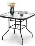 VINGLI Glass Patio Table with Umbrella Hole by VINGLI