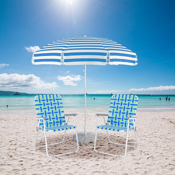 VINGLI Oversize Patio Lawn Webbed Folding Chairs Set of 2, Outdoor Beach Chair - Image 2