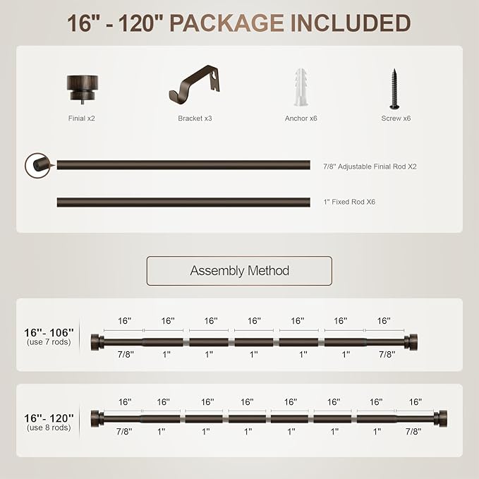 Modern Antique Brown Bronze Curtain Rods - Image 9