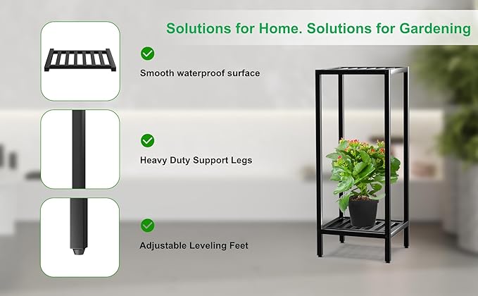 Zhongma 2 Tier 30" Tall Indoor Outdoor Plant Stand, 12 L x 12 W x 30 H inch - Image 6