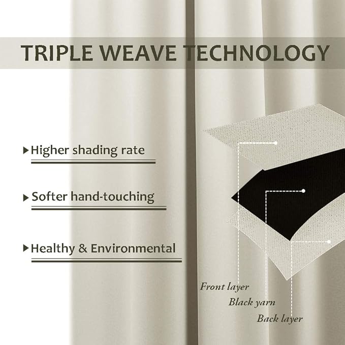 NICETOWN 2 Panels Weighted Blackout Curtains Waterproof & Windproof, Thermal - Image 6