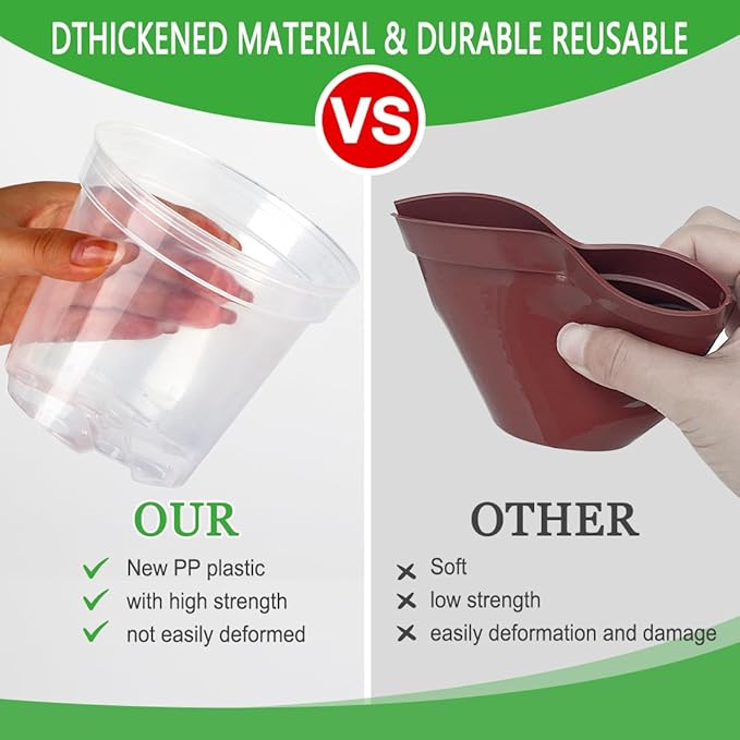 4 Inch Clear Nursery Pots for Plants, Plastic Plant Pot - Image 4